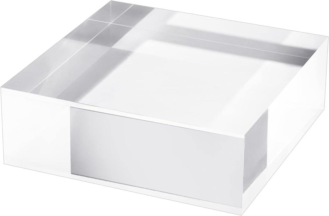 CiaoHER 2in Thickness Solid Acrylic Cube Display Block Clear Polished Pedestal Stand Riser Solid Base 2'' x 6" x 6", 1 Pack