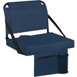 Stadium Seats for Bleachers with Back Support Bleacher Seat Soft Cushion Light Weight Includes Shoulder Strap & Cup Holder, Front & Back Zipper Pocket, Suitable for Sports Events,Navy