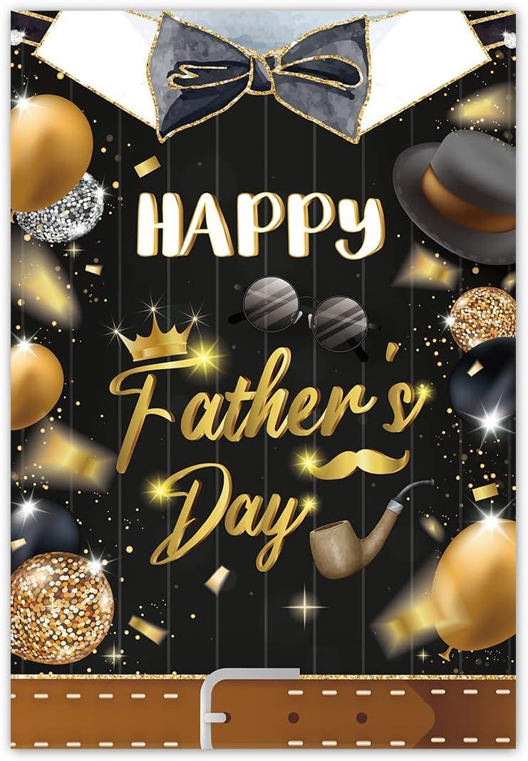 2 x Black Gold Happy Father’s Day Garden Flag, Crown Necktie Eyeglass Cap Sign Father's Day Decorations,Best Dad Father's Day Garden Flag,12x18 Inch Double Sided