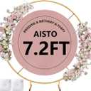 Round Backdrop Stand 7.2FT Arch Balloon Golden Metal Circle Garland Frame with Base for Wedding Arches Birthday Party Baby Shower Graduation Decoratio