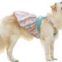FLAdorepet Dog Dress for Large Dogs Girls,Floral Dog Wedding Dress Birthday Easter Dresses,Spring Summer Dog Clothes for Bulldog Labrador Rottweiler (Pink, 9XL(Chest 41.7inch))