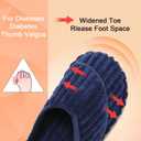 Besroad Slippers for Women Memory Foam House Bedroom Slippers Adjustable Corduroy House Slides Sandals Shoes (Blue, S)