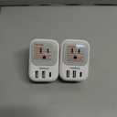 2 Pack European Plug Adapter USB C, TESSAN US to Europe Adapter 4 Outlets 3 USB Charger, Type C International Power Adaptor to Italy Spain France Portugal Iceland Germany, Europe Travel Essentials
