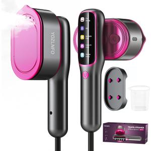 Travel Steamer for Clothes Portable: 2-in-1 Mini Handheld Garment Steamer Iron - 15s Heat Up & 5 Adjustable Steam - Large Ceramic Panel - 110-120V