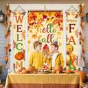 3pcs Welcome & Hello Fall Banners for Front Door Harvest Decoration Hello Fall Door Banner Decoration Fall Dog Door Cover Pumpkin Front Door Sign Hanging Home Farmhouse Yard Harvest Party Decorations