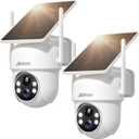 ANRAN Solar Security Cameras Wireless Outdoor,2K Cameras for Home Security with Fixed Solar Panel, 360 PTZ for Home Surveillance,2.4G WiFi, PIR Human Detection, 3MP Color Night Vision, 2 Pack