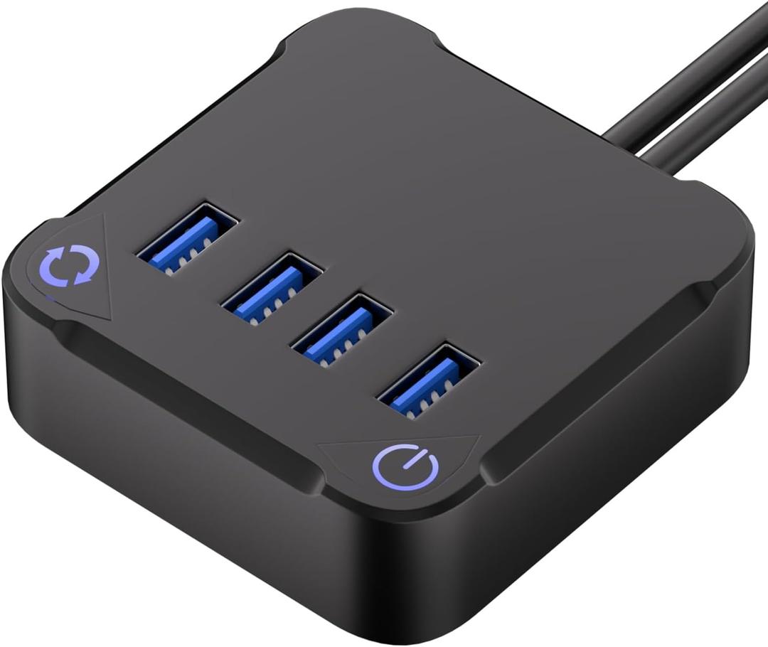 Computer PC Power Button, Desktop Power Button PC External Power Button with 4 Port USB 3.0 Hub
