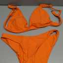 Bathing Suits for Women Deep V Neck Sexy Two Piece Bikini Sets for Women Thong Halter Cheeky Swimsuit (Large, Orange)