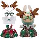 17CM Doll Deerlet Clothes Set for Lububu (NO Doll) ,Cute and Unique 4PC Christmas Set Clothes Dress Headwear Glasses,Doll Clothing for Trendy Blind Box,Lububu Costume for Humans (Dress) Pack of 2