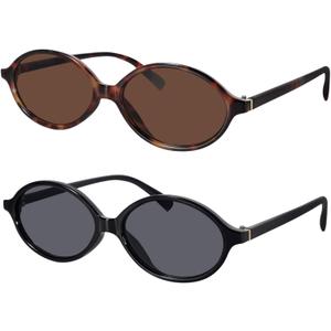 milramtob Retro Oval Sunglasses for Women Trendy Designer Small Round Glasses 90s Shades Cute (Tortoise Shell+black)