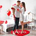 6 Pcs Valentine's Day Heart Rug Valentines Day Bathroom Decor Non Slip Heart Shaped Bath Rugs Red Pink White Mat Doormat for Bathroom Kitchen Living Room Home