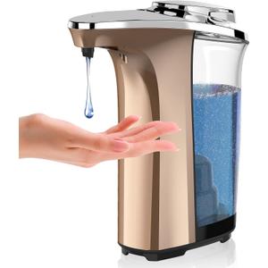 Automatic Soap Dispenser, PZOTRUF Touchless 17oz/500ml with Upgraded Infrared Sensor, 5 Adjustable Soap Dispensing Levels, Liquid Hand Soap Dispenser for Bathroom (Rose Gold)