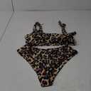 MOOSLOVER Women One Shoulder High Waisted Bikini Tie High Cut Two Piece Swimsuits (Large, Leopard)