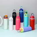 SipEasy Double Walled Insulated Water Bottle with Straw - 24 oz BPA Free Stainless Steel Water Bottle with Leak Proof Lid for Gym, Sports, Travel, and School, Keep Cold for 24H & Hot for 12H (DAZLING PINK)