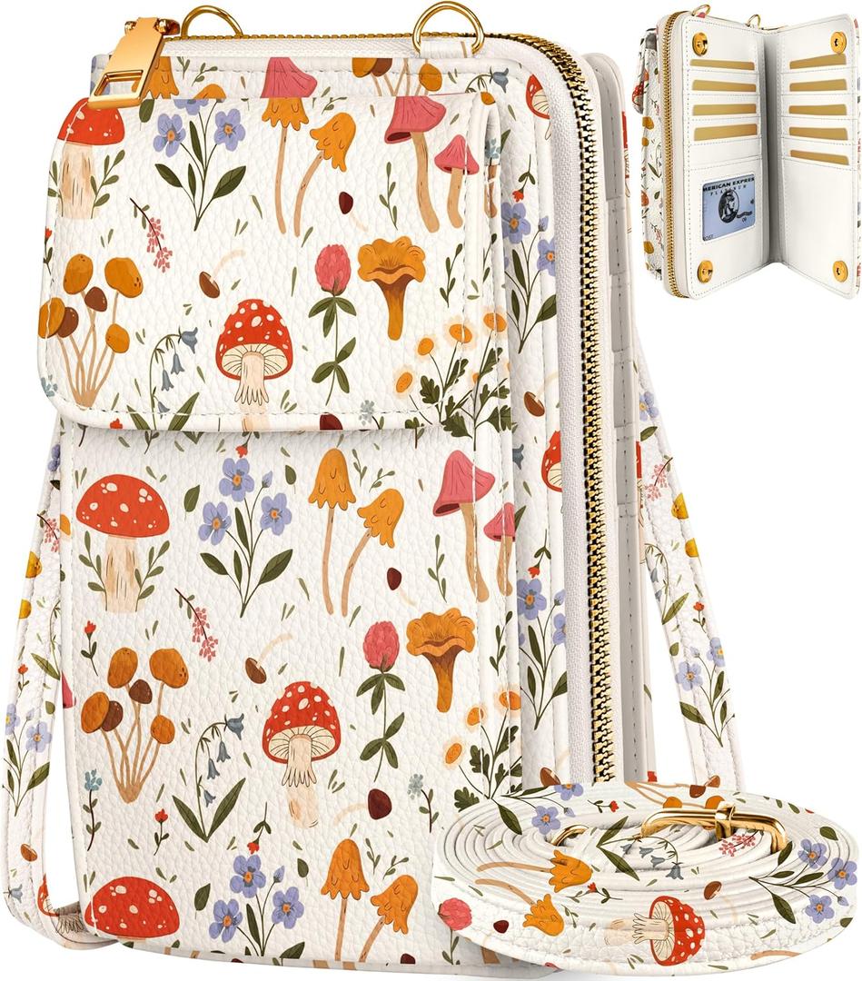 Cute Crossbody Purse Cell Phone Bags for Women - Leather Cellphone Wallet Purse with Adjustable Shoulder Rope