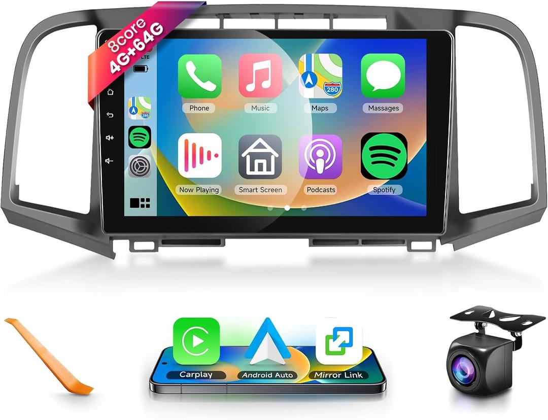 8 CORE 4G+64G Car Radio Stereo for Toyota Venza 2008-2016 with Wireless CarPlay Android Auto, 9 Inch 1280 * 720P IPS Touch Screen Android 13 GPS WiFi Bluetooth 32-Band DSP SWC HD Camera