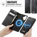 Wallet Case for iPhone 16 Plus Compatible with Magsafe, 2-in-1 PU Leather Flip RFID Blocking Card Holder Stand Shockproof Magnetic Detachable Cover for iPhone 16 Plus Case 6.7", Black