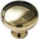 4PCS Solid Brass Drawer Knobs, Polished Chrome Solid Brass Kitchen Cabinet Knobs Modern Minimalist Cabinet Drawer Knob Round Small Mini Drawers Kitchen Cabinets Knob (Gold)
