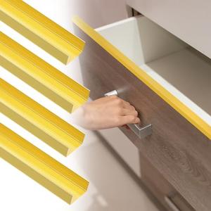 uxcell 4pcs Aluminum Alloy Cabinet Edge Protectors, 18" Slip On Drawer Protector Edge Guard for 13/16" Thick Kitchen Cabinets Frame, Gold