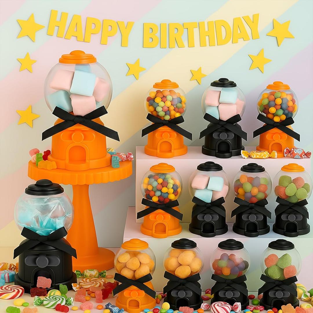 Blosssound 24 Set Candy Party Favors Mini Gumball Machine 3.8 Inch Candy Holder Dispenser Plastic Candies Box for Christmas Birthday Wedding Gift Prizes Party Decor(Halloween)