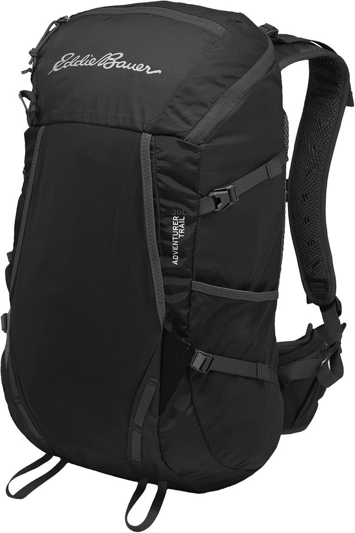 Eddie Bauer Adventurer Trail Backpack with Organization Compartments and Hydration/Laptop Compatible Sleeve, Black, 30L