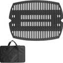 7583 Full Cooking Grid Grates with Carry Bag for Weber Q200, Q220, Q2000, Q2400 Q2000N Q2200N Q2600N+ Q2800N+ Gas Grills, 396000 396001 566001 566002 566014, BBQ Accessories for Char Q, Cast Iron