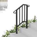 Hand Rails for Outdoor Steps-Adjustable Angle 1-2 Steps Stair Handrail-Galvanized Alloy steel-600 lb LC-Indoor Stair Railing Kit-Waterproof Exterior Porch Railing-Deck HandRail for Concrete Wood Step