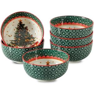 glowworm Christmas Cereal Bowls, 26 Oz Soup Bowls Set of 5 for Kitchen, Bowls Set for Rice, Oatmeal, Dessert, Dishwasher & Microwave safe