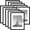 upsimples 11x14 Picture Frame Set of 10, Display Pictures 8x10 with Mat or 11x14 Without, Multi Photo Frames Collage for Wall Display, Black