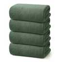 REDKISS 4 Pack Premium Bath Towels, Plush Coral Fleece Towels for Bathroom, Extra Large Bath Towels Set of 4 (35 x 70 in), Super Soft Highly Absorbent Fluffy Shower Towels for Spa, Gym, Travel, Olive