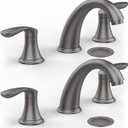 Bathroom Sink Faucet, Faucet for Bathroom Sink, Widespread Gun Grey Bathroom Faucet 3 Hole with Stainless Steel Pop Up Drain and cUPC Lead-Free Hose - (Gun Grey 2 Packs)