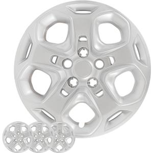 17 Inch Hubcaps Wheel Covers Compatible with 2010-2012 Ford Fusion, Bolt-On ABS+PC Hubcap Replacement for 17" Factory Steel Wheels, Replace AE5Z1130D, 5 Split Spoke Silver ;Set of 4