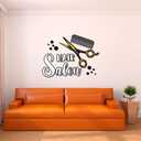 Wall Decal Hair Salon Cute Girly Wall Sticker Hair Salon with Cute Comb and Scissor Removable - Size: 30 in(W) x 24 in(H) (Multi)