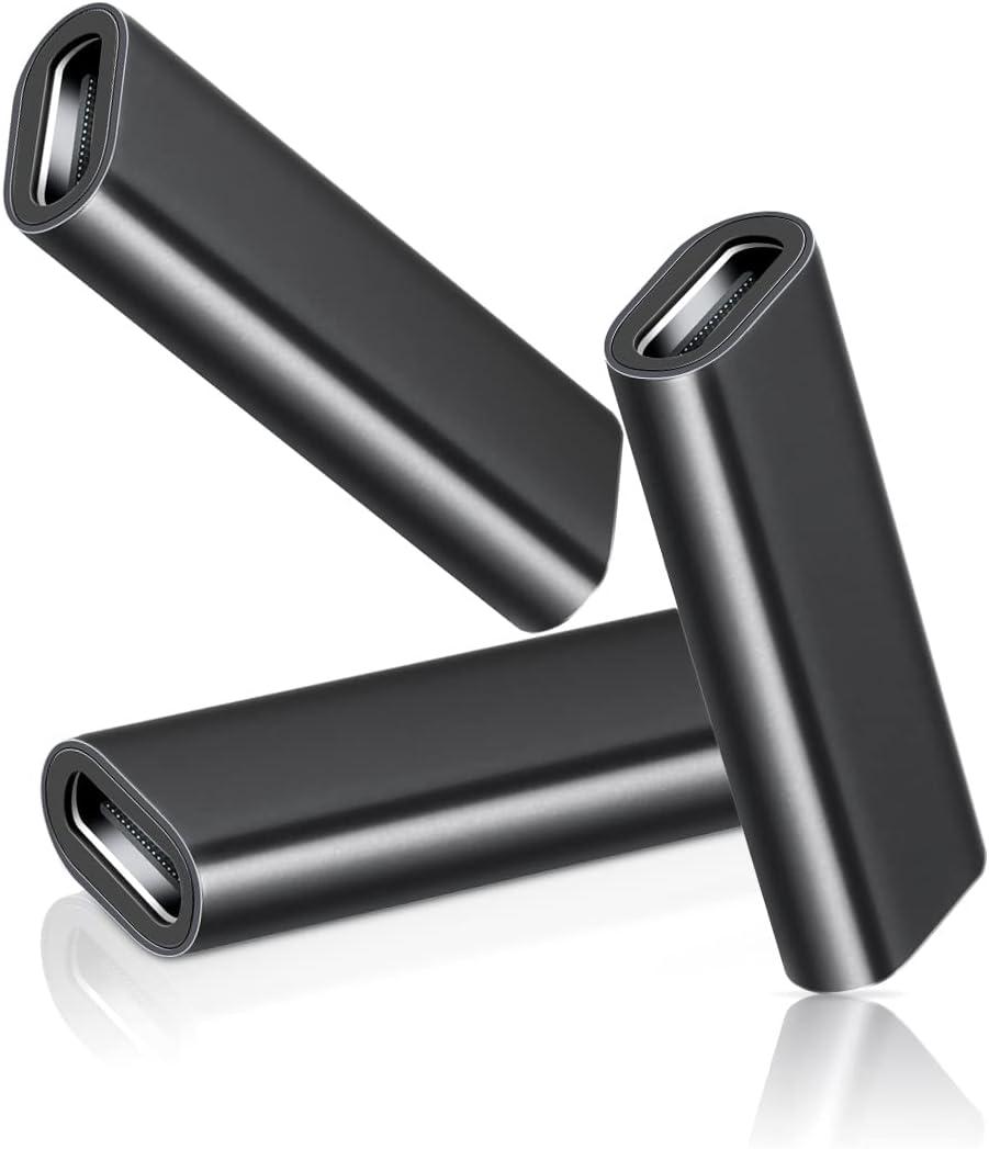 Basesailor USB C Female to Female Adapter 3-Pack,USBC 3.1 10Gbps 100W PD Coupler for Connecting Two Type C Cable,Thunderbolt 3 Compatible Extension Connector for USB-C Devi,iPhone 16