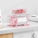 Small Grocery Bag Holder,Wall Mount Trash Bag Holder Dispenser with Bamboo Top,Suitable for Garbage Bags of 100 Rolls under 13 Gallons,Pink