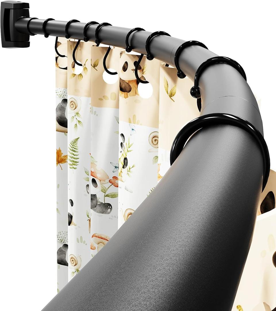 Abiglifty 36-75 Inches Curved Shower Curtain Rod, Adjustable Splicing Shower Curtain Rod, Rustproof Curved Shower Rods, Round Shower Rod for Bathroom, Bathtub, Stall, Need to Drill,Black