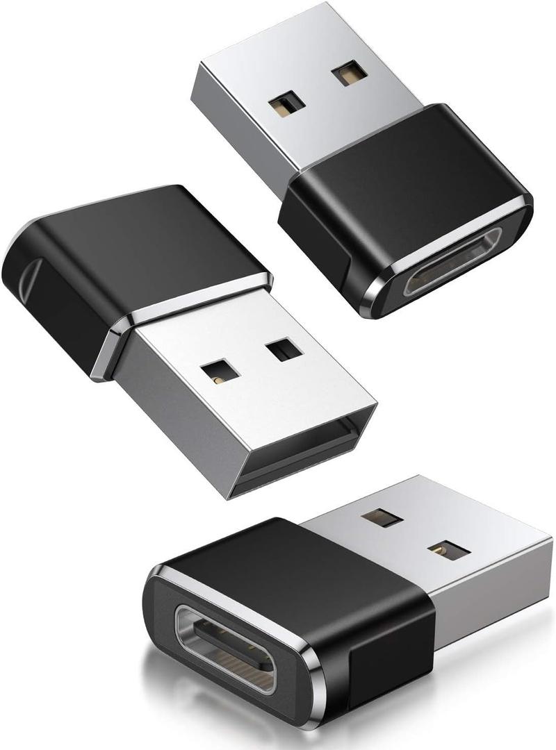 Basesailor USB to USB C Adapter 3 Pack,Type C Female to USB A Male Cable Converter for iPhone 16 15 Pro,MacBook,iMac,PC,Laptop,Computer,Samsung Galaxy S24 24 AI Plus Ultra S23 S22,Google Pixel 8,OTG