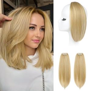 REECHO Clip in Hair Volumizer, 2PCS 12 inch Short Thick Clip in Hairpieces Adding Extra Volume Hair Extensions for Women - Golden Blonde