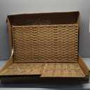 Storage Basket with Lid Rattan Woven Storage Baskets with 2 Separate Lids, 17.2 Gallon (65 L), 22 x 13 x 13.8 Inches,Foldable, 2 Removable Liner Bags Handles for Bedroom, Laundry Room Natural