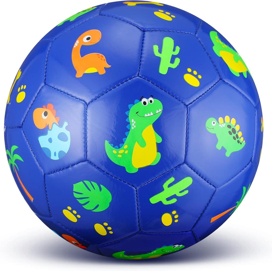 HyDren Soccer Ball Size 3 for Kids Cute Dinosaur Cartoon Soccer Ball Toy Soft Durable Sports Soccer for Outdoor Indoor Toddlers Game Training Including Pump Back to School (Blue Dinosaur)