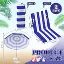 Briwooody 2 Set Foldable Poolside Chairs with Umbrella Portable Beach Folding Poolside Chair for Adults Traveling Camping Picnic Lawn Accessories, Blue Stripe