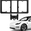 2025 Upgraded Original No Drill Front License Plate Mount Holder for 2020-2025 Tesla Model Y 2017-2023 Model 3,Aluminium Lockable Anti-Theft Front License Plate Frame for Tesla Model Y/3,No Adhesives