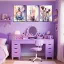 Cute Room Decor for Teen Girls Bedroom Wall Art Pink and Purple Splash Splash Aesthetic Picture Print Makeup Enthusiast Teenager Poster Painting Drinks Makeup Brushes and Perfumes Home Decoration 16x24in Unframed