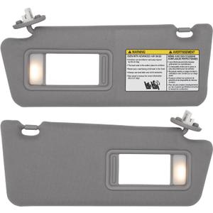 NHILES Driver & Passenger Side Sun Visor Replacement Fits for Toyota Tacoma 2005-2015 Sunshade with Light 7432004210B0 7431004120B0 Color Gray
