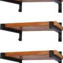 6 Pcs Heavy Duty Shelf Brackets 12 Inch Wall Mounted Industrial Metal Shelving Supports with Lip (Black)