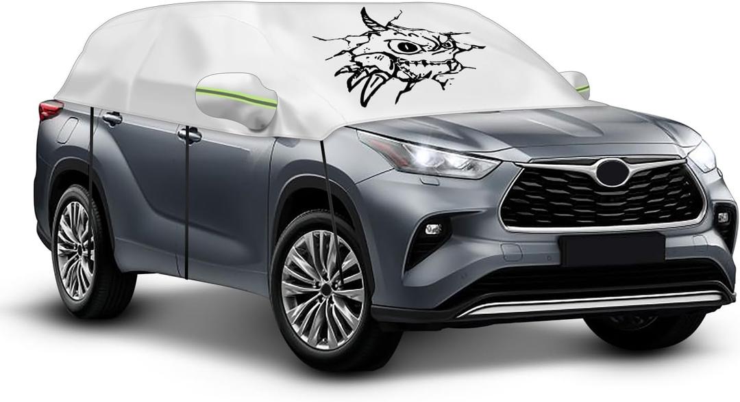 Universal SUV Half Car Cover,Windshield Body Cover Winter Auto Top Snow Ice Cover, Car Hail Protector Sunroof Cover, Waterproof Car Body Guard Cover Fit All Weather (SUV-M)