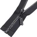 MebuZip #5 20 Inch Rhinestone Zipper Lightning Shiny Separating Diamond Zippers Open-End for Sewing DIY Jacket Bag Coat Craft (Black)