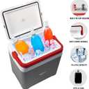 Koolatron Ice Chest Cooler - Portable Cooler with w/ Locking Carry Handle, Vintage Style, Insulated for Camping Snacks, Lunch, Day TripsBeach, Picnic, BBQs, Tailgating, Fishing, 32 Can Ice Box, 25L