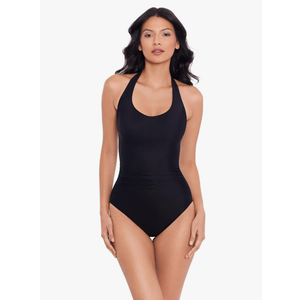 One Piece Sexy Swimsuits Halter Tie Back V Neck Low Back Bathing Suit Ruched Butt High Cut Swimsuit Thong, Size XL