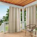 TOWN & COUNTRY BASICS Cabana Solid Heavyweight Indoor Outdoor Curtains, Light Filtering Opacity with Grommet Top, Water Repellent, 2-Pack Set, 54"x84", Taupe